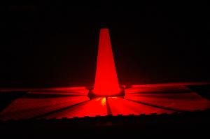 PowerFlare weged in standard traffic cone.